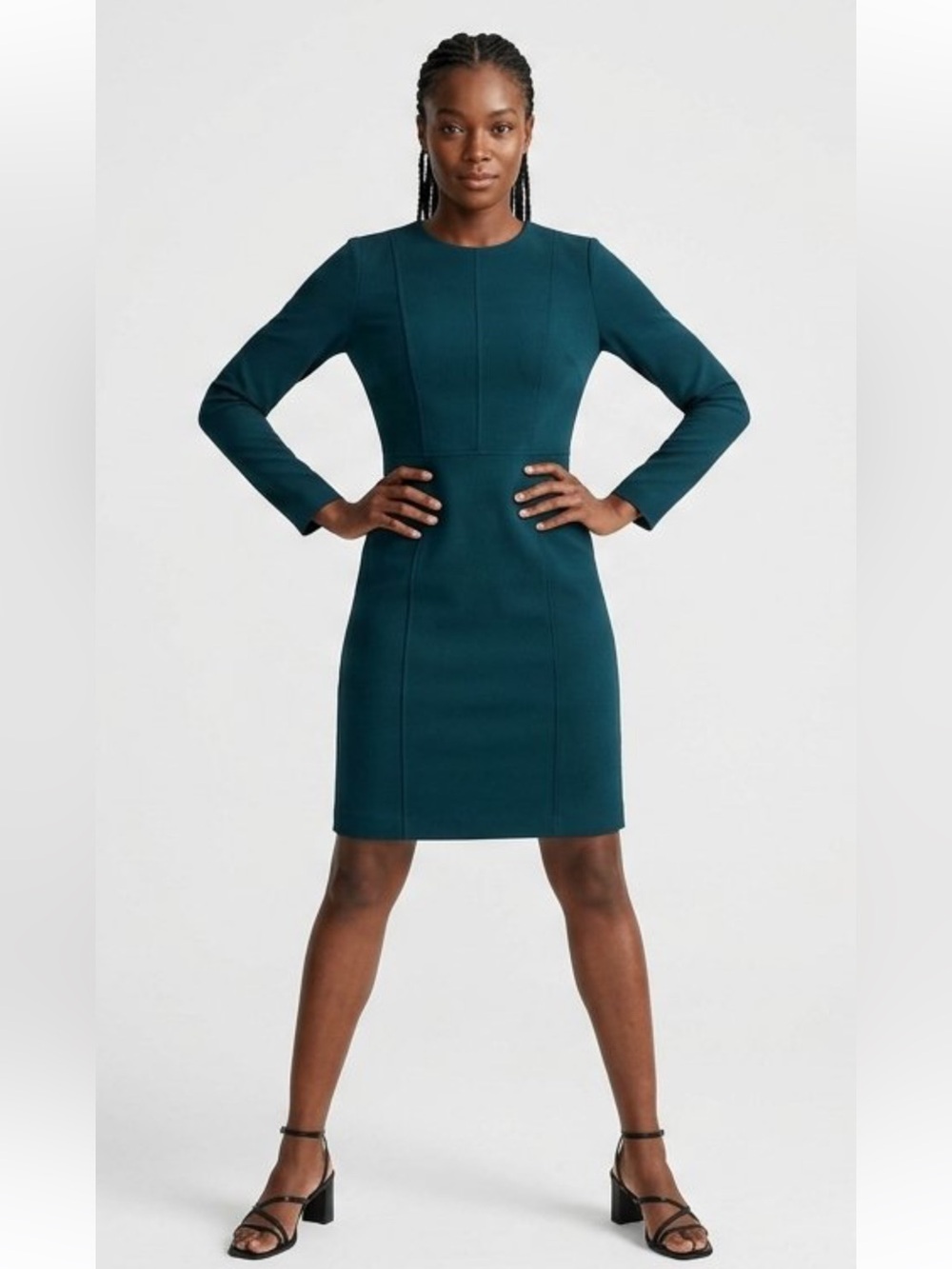 J.Crew NWT Deep Jade Green Zip Ponte Dress size 2, Workwear